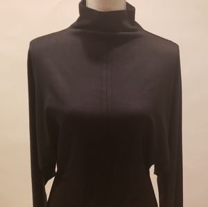Cami black wool blend top with mock turtleneck